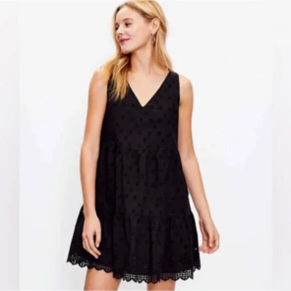 LOFT Eyelet Swing Dress L - Picture 1 of 9